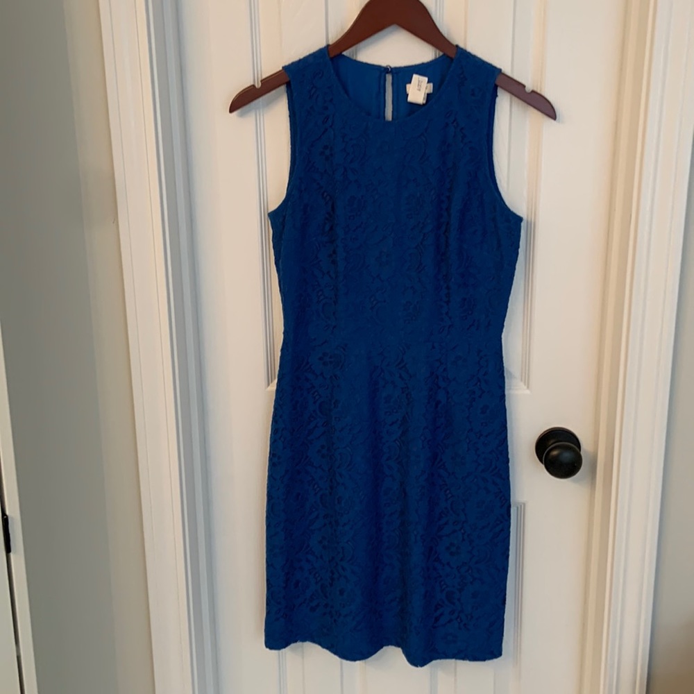J.Crew lace blue sheath dress
